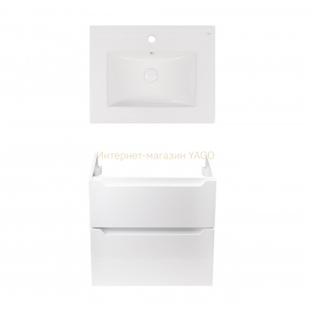 Комплект Qtap тумба підвісна Scorpio 600х585х460 мм White + раковина урізна Albatross New QT71SC43968
