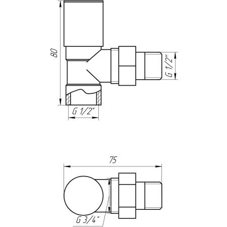 Кран вентильний кутовий з американкою SOLOMON 1/2″ CHROM 1845 в інтернет-магазині Yago