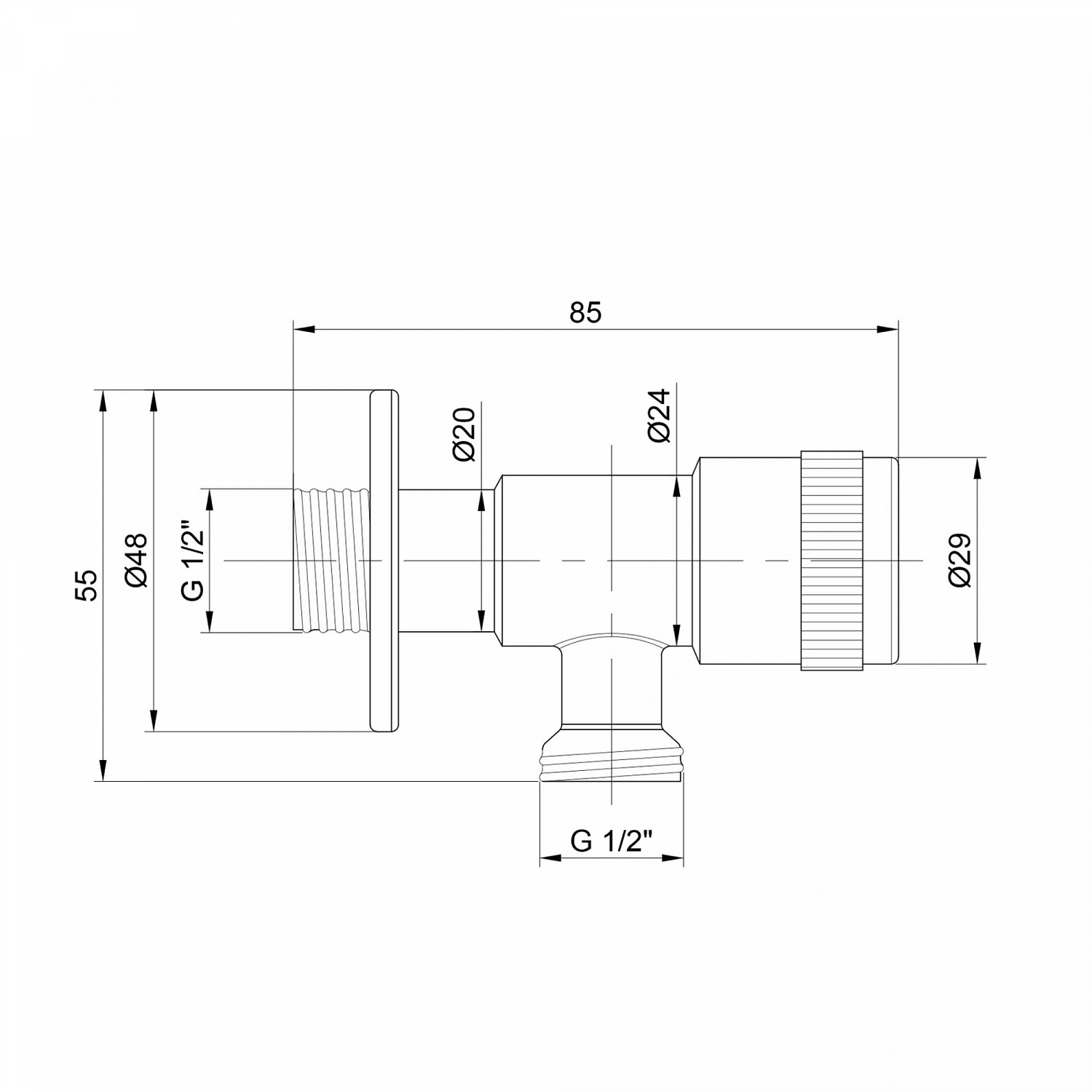 Запірний вентиль Lidz Went 112R 1/2*1/2 LDWEN112RNKS34929 Nickel